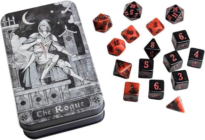 Dados De Clase En Estuche Metálico: Rogue (16 Pzas)